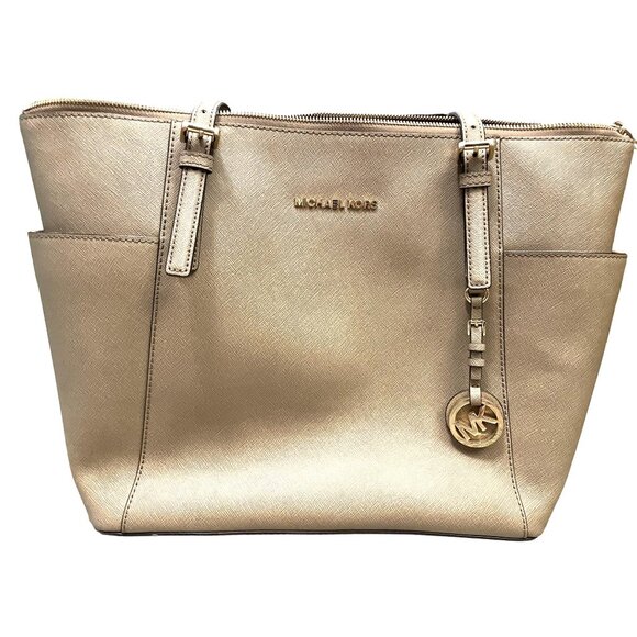 Authentic taupe Michael Kors large tote purse leather pockets Valued @ $200 - Picture 3 of 8